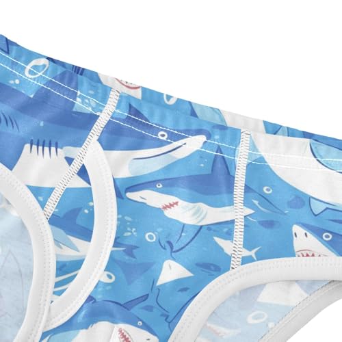 KLL Sharks Water Blue Pattern Little Boys Pure Cotton Boxer Briefs Breathable Children Undies4