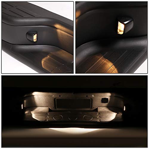 [Non Parking Sensor Hole] Rear Bumper Step Pad Cover Protector With License Plate Lights Compatible With Silverado Sierra 1500 2500 Fleetside / Styleside 99-07, Black Powdercoated #TOP3