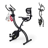 Christopeit Heimtrainer klappbar Velo Fit - Fitness Fahrrad mit Rückenlehne – Leiser Magnetwiderstand, 14 Stufen, ergonomischer Sitz verstellbar, Handpulssensoren, Hometrainer bis 120 kg