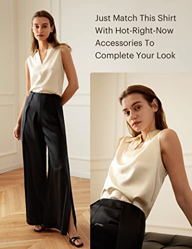 LilySilk Silk Shirts for Women 100% Pure Mulberry Silk Blouse Sleeveless Ladies V Neck Tops3