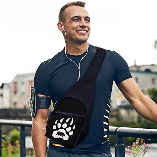 Bear Paw Crossbody Shoulder Bag Sling Backpack Travel Hiking Daypack Casual Chest Pack For Women Man One Size 5