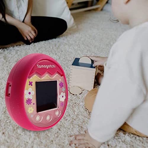 xcivi Silicone Cover and Lanyard for Tamagotchi Pix Virtual Interactive Pet Game Machine, Silicone Shell Compatible with New Tamagotchi PIX (Pink-Pink)