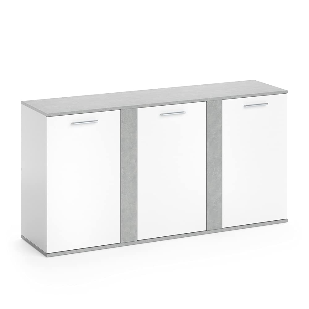 Vicco Credenza Novelli, Calcestruzzo, 40 x 80 cm con ante, adatto per riporre abiti e oggetti per la casa