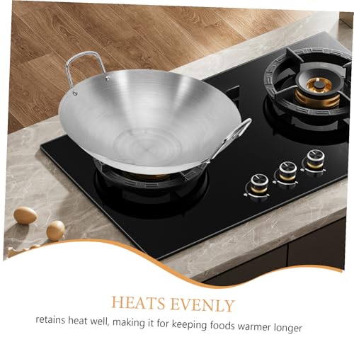 Wok de cocina grande acero inoxidable fondo redondo 28 cm miniatura 3