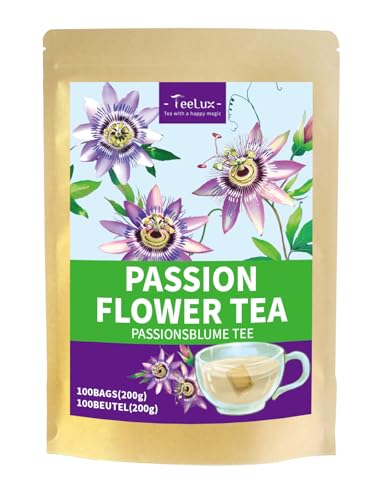 Image of TeeLux Passion Flower Tea Bags, Pack of 100, Vegan, Natural Relaxation, Soothing Floral Aroma, Passion Flower, Caffeine-Free Herbal Tea, Biodegradable Tea Bags