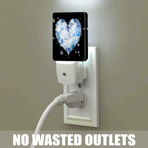 Image of Winter Art Hearts Dusk to Dawn Night Light, Auto Sensor Lamp Home Indoor Stairway Kitchen Corridor, Night Lights Plug into Wall Decor, Boys Girls Women Men Room Gifts