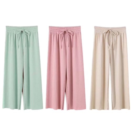 AOOPOO 3er Pack Sommerhose Mädchen Hosen Weites Bein Gr....
