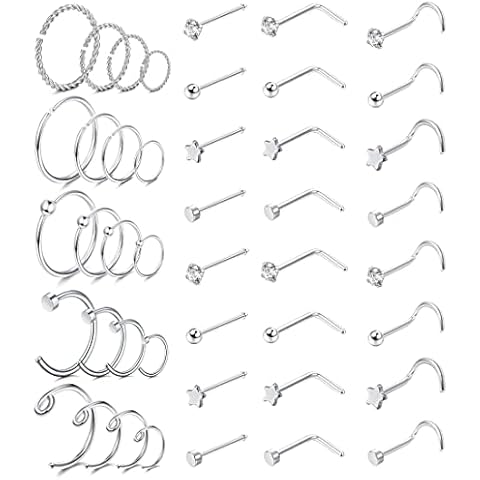 MILACOLATO 20G Piercing Nariz Aro Plata Cover