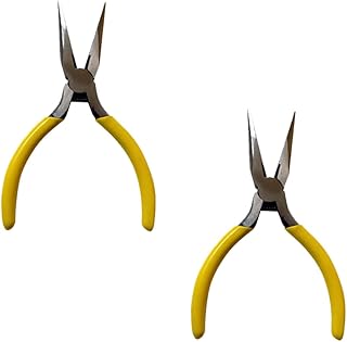 HOODANCOS Mini Alicates De Punta Fina Para Joyería Herramienta Para Hacer Joyas Acero Al Carbono Resistente Mango Ergonómico Sin Agarre Color Amarillo