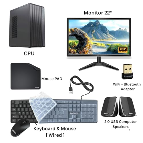 Image of Desktop Computer Set with i5 3470, 8GB RAM, 256GB SSD, 22-inch Monitor, Keyboard, Mouse, WiFi, Speakers, Windows 11, Black Full Set | 2 Year Warranty