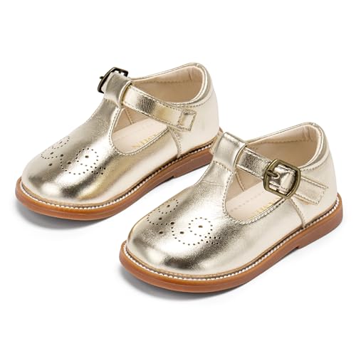 Image of PHIRAMIN Toddler Girl Mary Jane Student Oxford Shoes-Little Girl School Uniform Shoes for Wedding Party