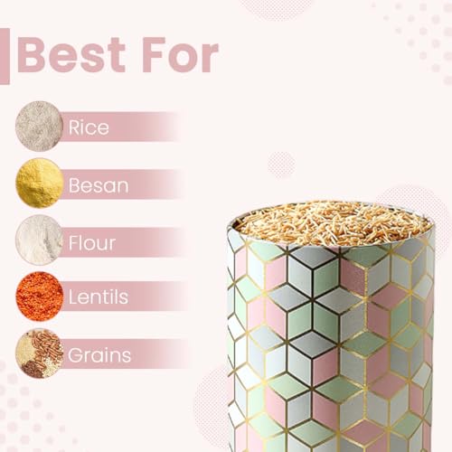 Image of Maroc Collection Airtight Kitchen Container Set| 1400ML- Set of 2| Food Grade Metal Storage Jars for Rice, Besan, Flour & Grains| Leakproof, Moist-Proof X-Large Canisters| Moroccan Pink Pastel