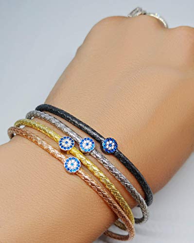 Evil Eye Sterling Silver Bangle Bracelet For Women Sterling Silver #TOP4