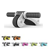 L-JIAN Bauchtraining Für Männer Und Frauen, AB Roller Bauchtrainer, Bauch Roller Ab-Rad Bauchtrainer, Ensemble De Fitness,Weiß
