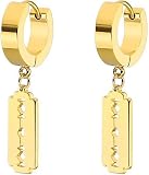Pendientes de aro de acero inoxidable con forma de hoja de afeitar (dorado)