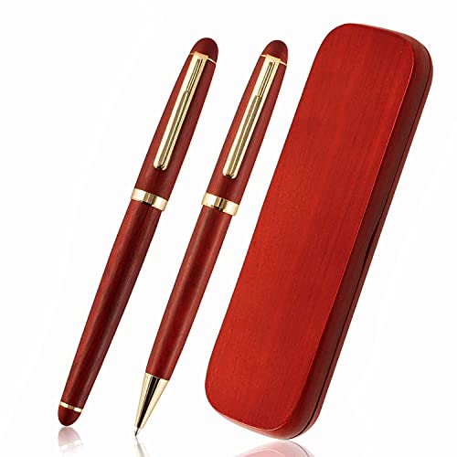 BG247 Rosewood Ballpoint 2 Pens Writing Set with Rosewood Pen Gift Box Set - Elegant Fancy Nice Gift Pen Set for Signature Executive Business Office Supplies