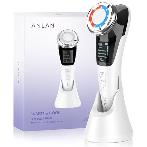 ANLAN Masajeador Facial Instrumento Multifuncional con Frío Calor Roja y Azul para Antiarrugas, Anti-envejecimiento, Limpieza Profunda, Cuidado Facial