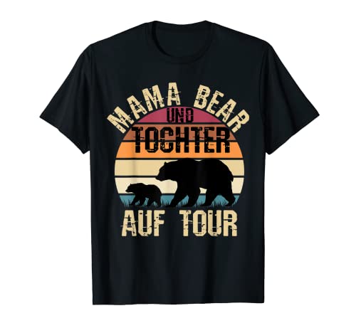 Vintage Mama Bear und Tochter auf Tour - Senderismo Día de la Madre Camiseta