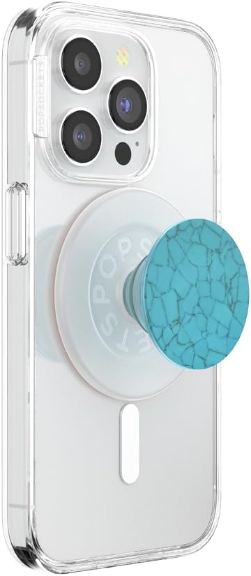 PopSockets Phone Grip for MagSafe, Magnetic Holder, Phone Stand, Crystal - Accent Turquoise