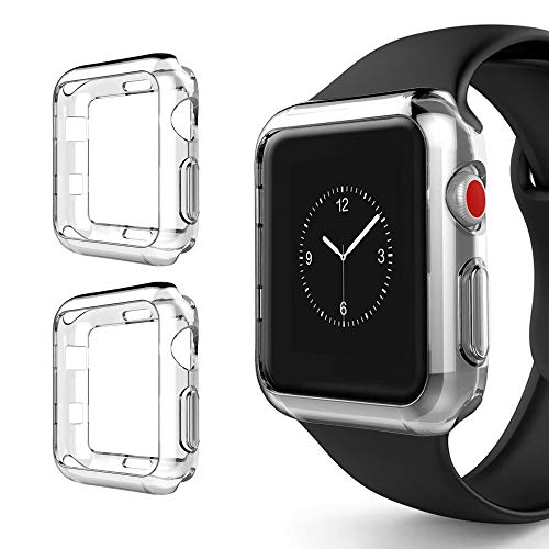 Compatible with Apple Watch SE Series 6 Series 5 Series 4 44mm 40mm Case Silicone Bumper Resistant Waterproof Proof Impact Resistant Protective for Apple Watch Case 44mm 40mm (Clear, 44mm)