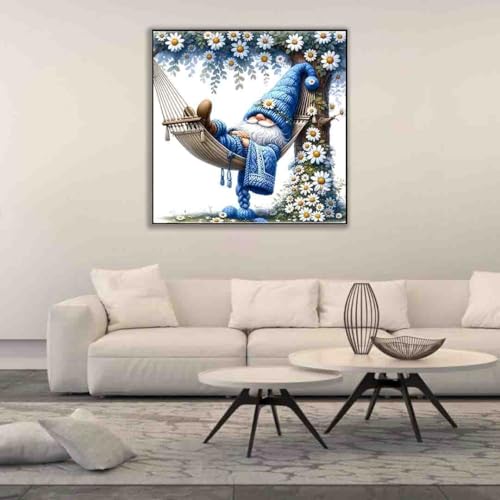 Image of Gnome Stamped Cross Stitch Kits for Adults Beginner,Flower Counted Cross Stitch Kits Printed Stitching Cute Patterns Dimensions Needlepoint Art Crafts Embroidery Kits for Adults Beginners