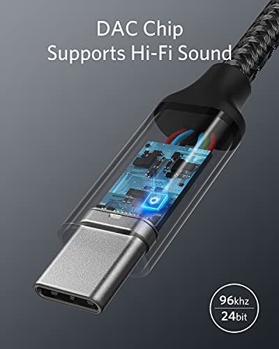 image for Anker USB C to 3.5mm Audio Adapter, Male to Female Nylon Cable for Sam
