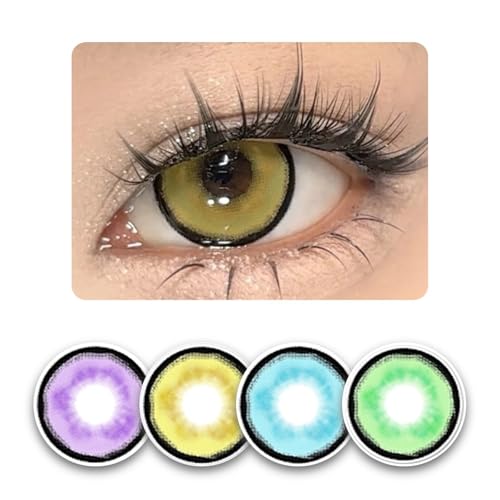 3 Paar Gelbbraun Tageslinsen Mit Stärke. 1-DAY Kontaktlinsen 'Gelbbraun', leicht einzusetzend - Topqualität für Cosplays, Fasching, Karneval und Halloween (-4.25 Dioptrien,Gelbbraun)