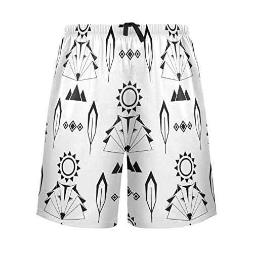 Native American Ethnic Pattern Wolf Feather Mountain Sun Men's Pajama Pants Shorts Sleepwear Lounge Pajama Bottoms