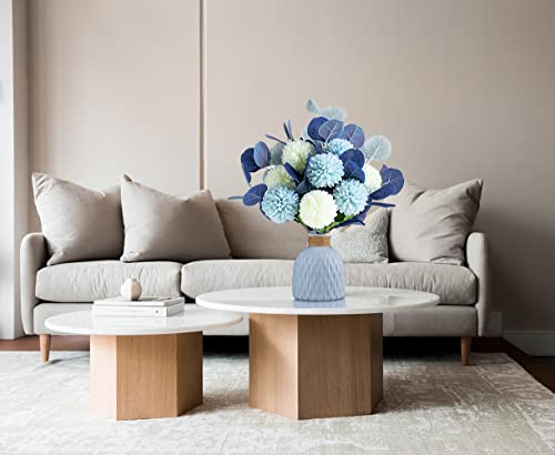 Homehigh Artificial Flowers, Flowers For Decoration, Blue Hydrangea Silk Fake Flower With Ceramic Vase For Wedding Party Home Decor Ornaments #TOP5