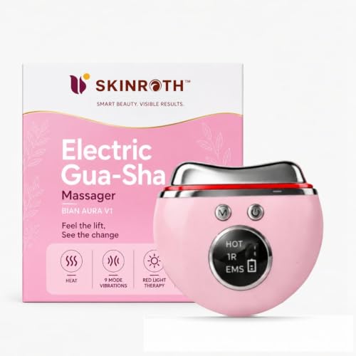 Image of Electric Gua Sha Massager for Face | EMS Microcurrent Facial Massager with Heat Therapy, 3 LED Light Therapy & 9 Mode Vibrations | Face, Jawline & Neck Massage Beauty Tool