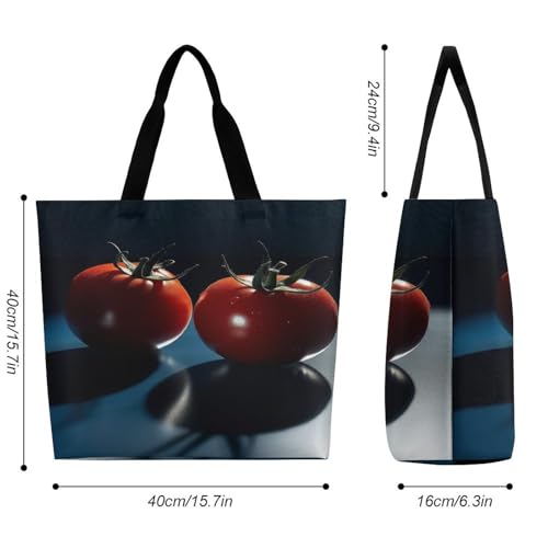 Women's Multi-Functional Shopping Bag，Tomatoes on The Table Printing Messenger Bag Shoulder Bag for Travel, Work, Shopping & Parties with Inner Pocket, Grocery Bag Lightweight & Water-Resistant2