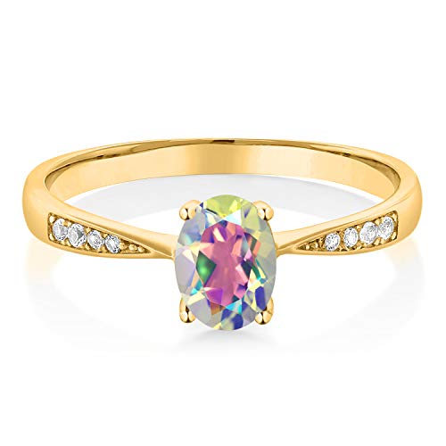 Gem Stone King 10K Yellow Gold Mercury Mist Mystic Topaz