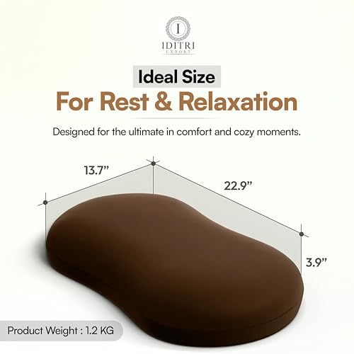Image of Ergonomic Bean Shaped Cuddle Pillow, Breathable Fabric for Sleeping, Soft Neck Support Cushion for Side Sleepers, Brown with Removable Cover, 23 X 14.9 X 3.8 Inch