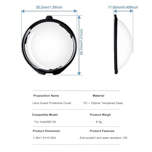 Protector Rotativo Premium para Lente de Insta360 X5 | Cristal Templado 9H, Recubrimiento Antirreflejo, Antiempañante y Resistente a Rayaduras miniatura 2