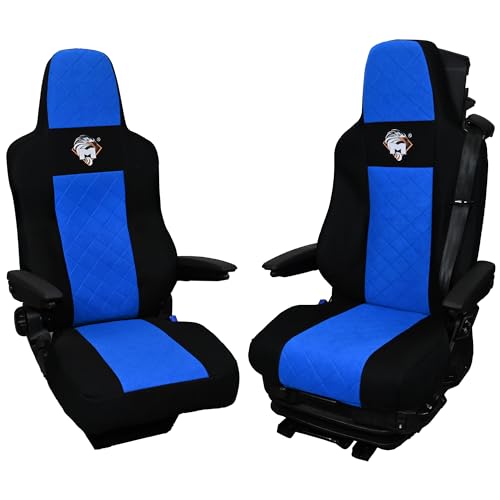 SABA Auto Sitzbezüge LKW für MAN TGX ab 2020 1-Riemen Blau - Zubehör für LKW Sitzschoner - Strapazierfähige Sitzbezug Auto Vordersitze - Schutz vor Schmutz