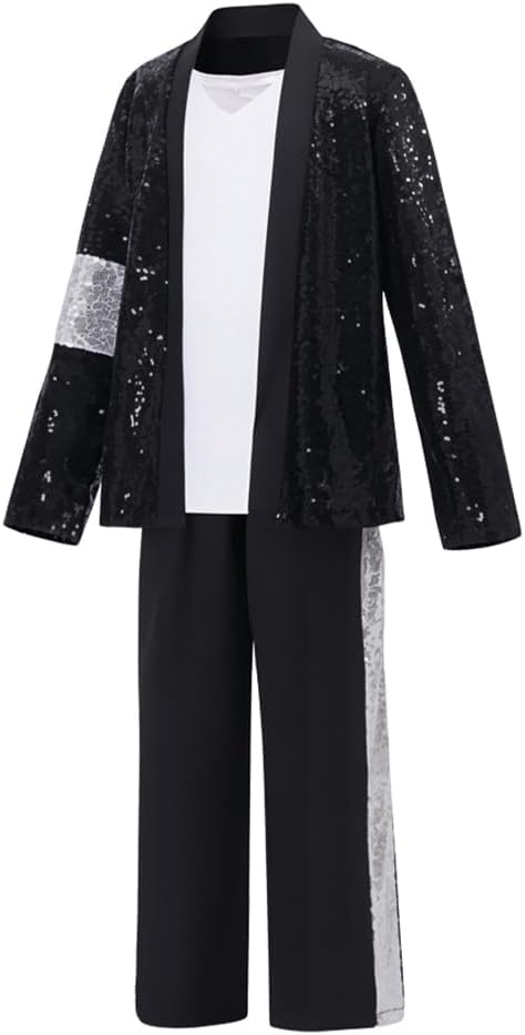 Dance Star Costume for Men 80s 90s Pop Stage Outfits 7 Pcs Retro Dance Disco Suit for Adults Stage Halloween Cosplay Party