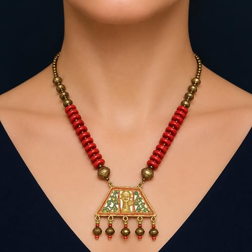Image of AAKRITI ART CREATIONS Handcrafted Tribal & Wooden Necklace Collection | Dhokra, Ethnic, Brass & Artistic Designs | Royal, Boho & Nomadic-Inspired Statement Jewelry for Women