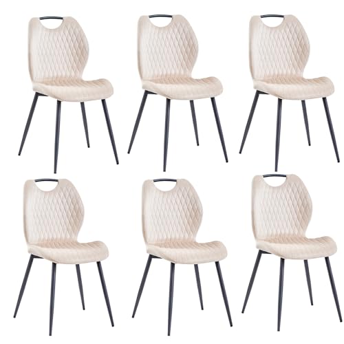 GrandCA HOM Lot de 6 chaises de Salle à Manger, chaises de Cuisine de Style Nordique, revêtement en Velours hollandais, Pieds en métal pour Salle à Manger,...