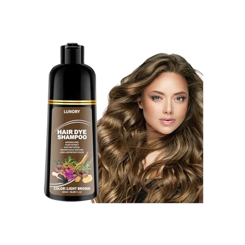 Light Brown Hair Dye Shampoo for 100% Gray Coverage - 3 IN 1 Hair Color Shampoo with Argan Oil &...