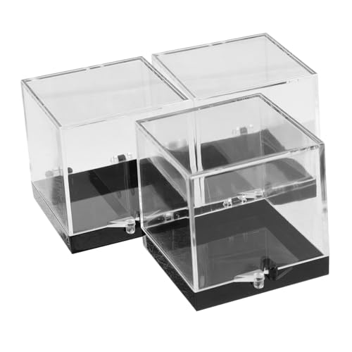 Operitacx 3pcs Jewelry Display Box Display Case Small Specimen Case Mineral Sample Case Black Plastic