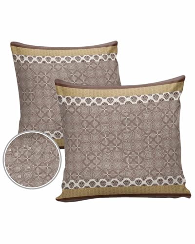 Brown Mandala Outdoor Pillow Cover 18x18 Inch Cushion Sham Case,Waterproof Decorative Square Throw Pillowcase for Outside Garden Patio Couch Chair Tent Boho Rustic Tribal Ethnic Bohemian Geometric