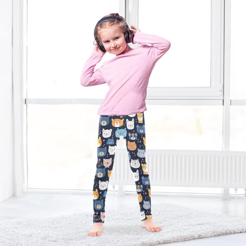 Cute Animal Face Girls Casual Leggings for Kids Printed Long Pant Bottoms Stretch and Soft4