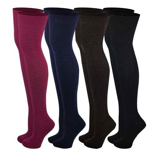 4 pairs Sumona Women Wool Cable Knit Knee High /...