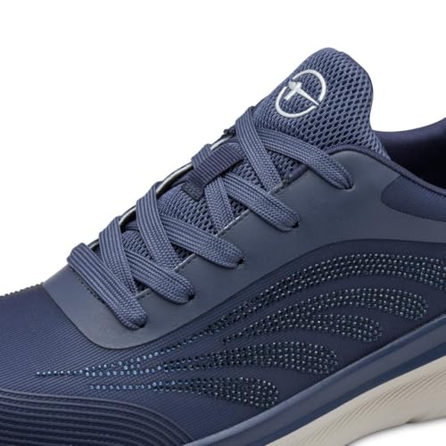 Tamaris Damen Wide FIT Sneaker Textil Feeling Light, Navy Glitter, 36 – Ansicht 2