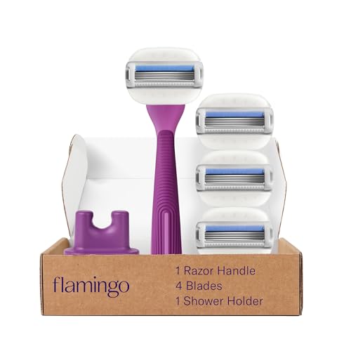 Flamingo Moisture Plus Women's Razor Set - Razor Handle, 4 Blade Refills, Shower Holder - Fig -  Harry's Inc