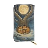 DaihAnle Winter Night Forest Fox and Owl ﻿Hand-Held Wallet Fashionable Long Microfiber Leather Large Capacity