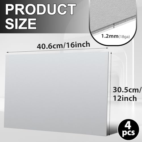 Image of Hicarer 4 Pcs Mild Steel Sheet Cold Rolled 18 Gauge Metal Plate Weldable Metal Sheets for Professional Industrial DIY Use, Clean Surface Easy to Weld (12 inch X 16 inch)
