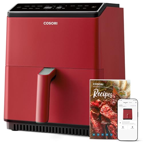 Cosori Dual Blaze Air Fryer WiFi 6,4L, Freidora de Aire sin Aceite 11 en 1, Temperatura y Tiempo Ajustables, 90+ Recetas en la App Creadas por Chef en Español, Apto para Lavavajillas, Roja
