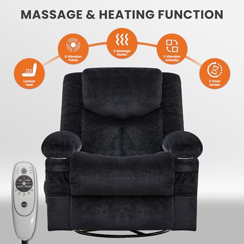 Image of Swivel Recliner Chair with Vibration Massage and Heat