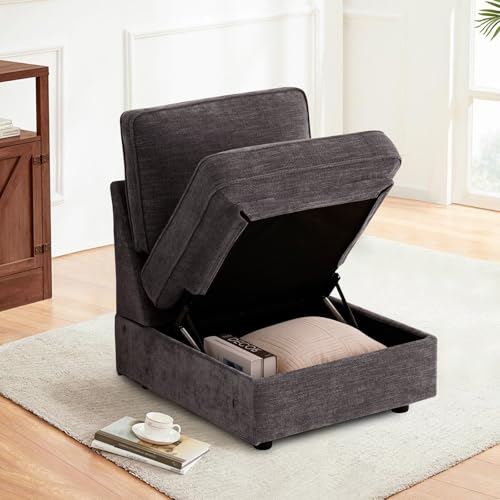 Image of TEKAMON Middle Seat with Storage, Modular Sofa Couch, Dark Grey
